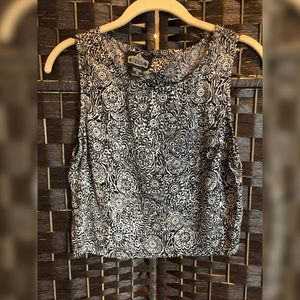 Black and Ivory Patterned Crop Top